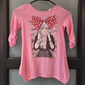 Girls Pink Disney Graphic 3/4 Sleeve Top